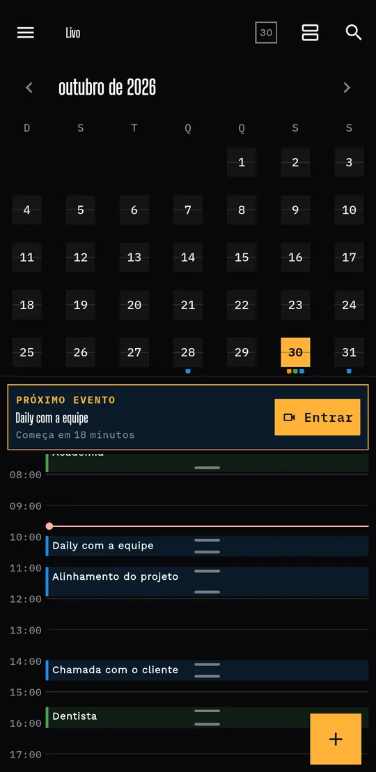 Minimal: Só o essencial, mais eventos de relance.
