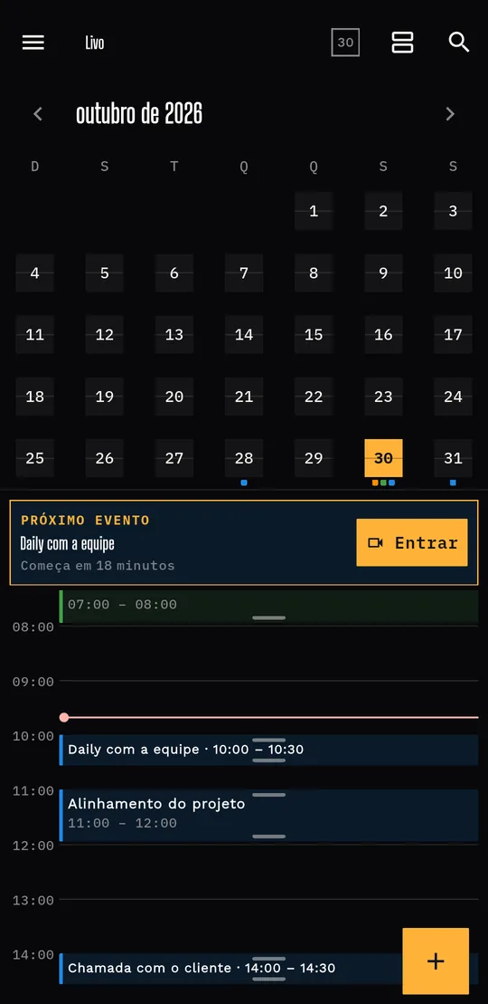 Simplificada: Só título e horário, mais eventos na tela.