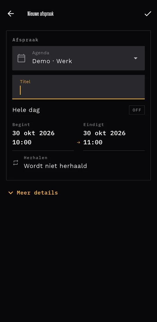 Op blokken: Velden gegroepeerd in een paar duidelijke blokken.